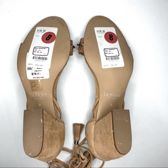 NWOT Vintage Botkier Suede Penelope City Sandal Lace Up Aztec Beaded Heel - Picture 13 of 14